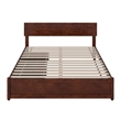 Wesley Queen Wood Platform Bed with Panel Footboard & Storage Drawers in Walnut