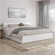 Wesley King Wood Platform Bed with Panel Footboard and Storage Drawers in White