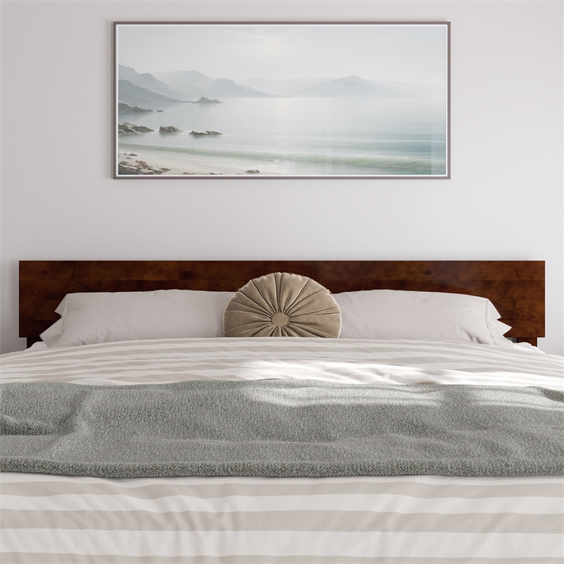 Wesley King Wood Platform Bed with Panel Footboard and Storage Drawers in Walnut