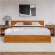 Wesley King Wood Platform Bed with Panel Footboard & Drawers in Light Toffee