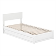 Wesley Twin XL Wood Platform Bed with Panel Footboard & Twin XL Trundle in White