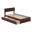 Wesley Twin XL Wood Platform Bed with Panel Footboard & Twin XL Trundle in Walnut