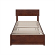 Wesley Twin XL Wood Platform Bed with Panel Footboard & Twin XL Trundle in Walnut