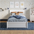 Wesley Twin Wood Platform Bed with Panel Footboard and Twin Trundle in White