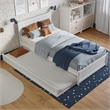 Wesley Twin Wood Platform Bed with Panel Footboard and Twin Trundle in White