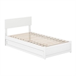 Wesley Twin Wood Platform Bed with Panel Footboard and Twin Trundle in White