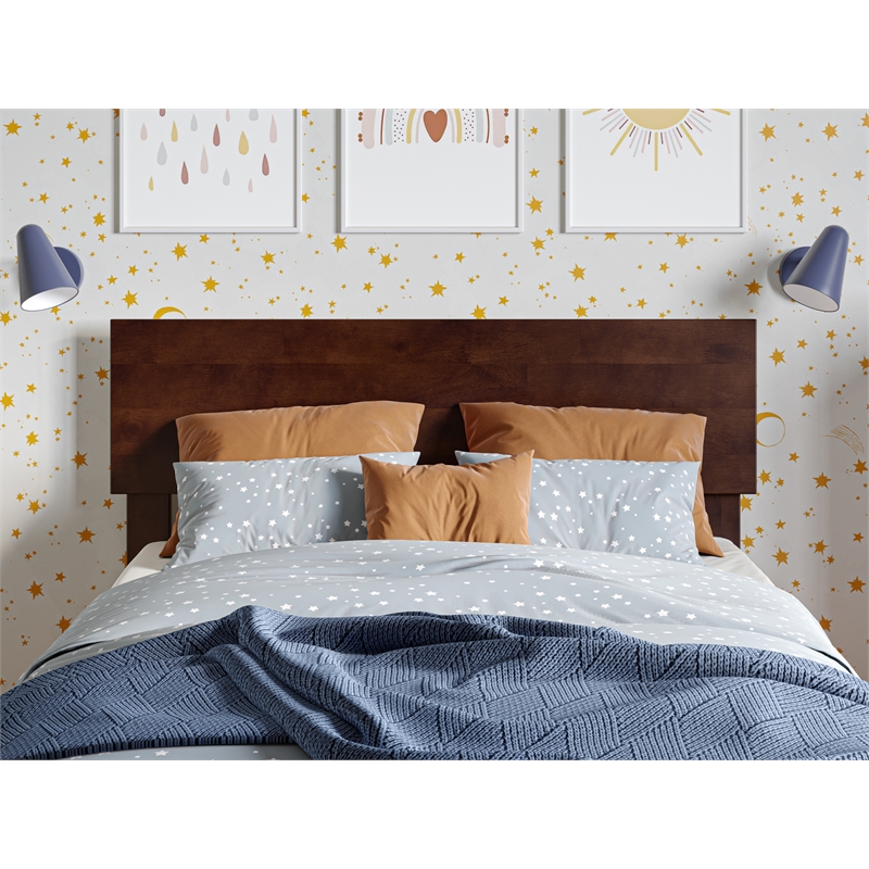 Wesley Twin Wood Platform Bed with Panel Footboard and Twin Trundle in Walnut