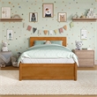 Wesley Twin Platform Bed with Panel Footboard & Twin Trundle in Light Toffee