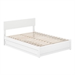 Wesley Full Wood Platform Bed with Panel Footboard and Twin Trundle in White