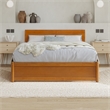 Wesley Full Platform Bed with Panel Footboard & Twin Trundle in Light Toffee