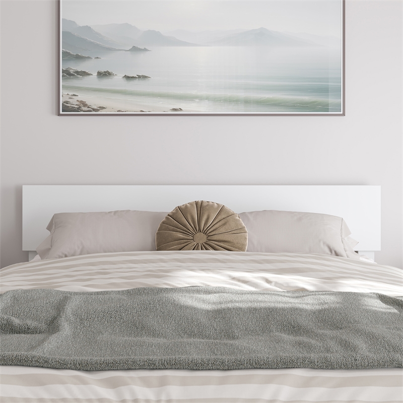 Wesley Queen Wood Platform Bed with Panel Footboard and Twin XL Trundle in White