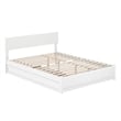 Wesley Queen Wood Platform Bed with Panel Footboard and Twin XL Trundle in White