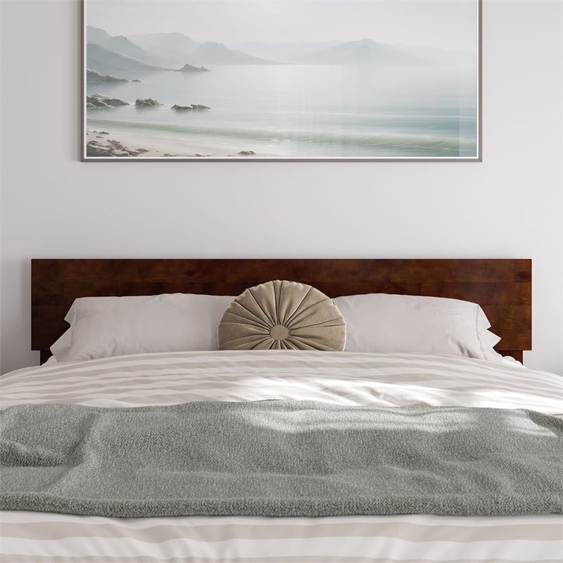 Wesley Queen Wood Platform Bed with Panel Footboard & Twin XL Trundle in Walnut