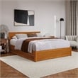 Wesley Queen Platform Bed with Panel Footboard & TXL Trundle in Light Toffee