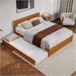 Wesley Queen Platform Bed with Panel Footboard & TXL Trundle in Light Toffee