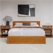 Wesley Queen Platform Bed with Panel Footboard & TXL Trundle in Light Toffee
