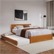 Wesley Queen Platform Bed with Panel Footboard & TXL Trundle in Light Toffee