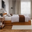 Wesley Queen Platform Bed with Panel Footboard & TXL Trundle in Light Toffee