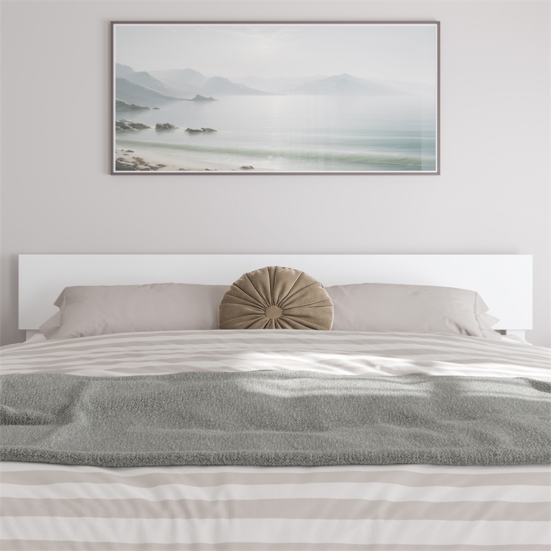 Wesley King Wood Platform Bed with Panel Footboard and Twin XL Trundle in White