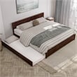 Wesley King Wood Platform Bed with Panel Footboard and Twin XL Trundle in Walnut