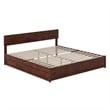 Wesley King Wood Platform Bed with Panel Footboard and Twin XL Trundle in Walnut