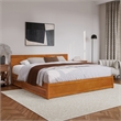 Wesley King Wood Platform Bed with Panel Footboard & TXL Trundle in Light Toffee