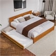 Wesley King Wood Platform Bed with Panel Footboard & TXL Trundle in Light Toffee