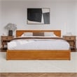 Wesley King Wood Platform Bed with Panel Footboard & TXL Trundle in Light Toffee