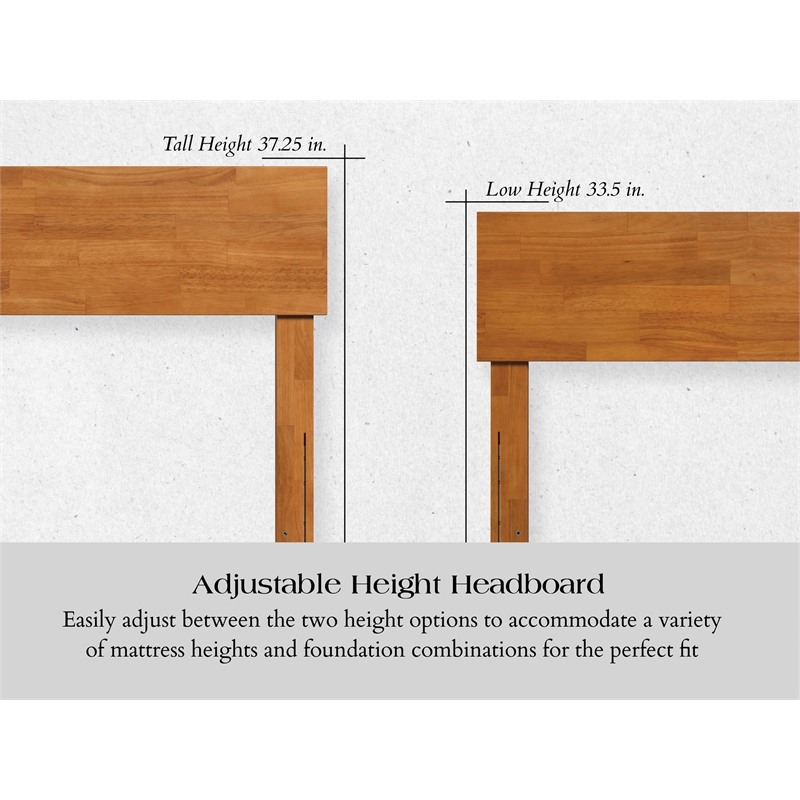 Wesley King Wood Platform Bed with Panel Footboard & TXL Trundle in Light Toffee