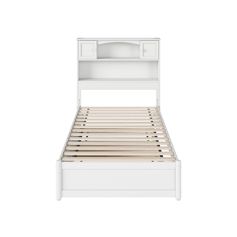 Hadley Twin XL Wood Platform Bed with Panel Footboard & Twin XL Trundle in White