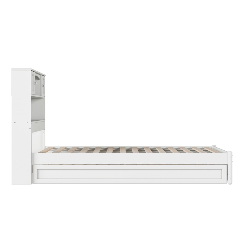 Hadley Twin XL Wood Platform Bed with Panel Footboard & Twin XL Trundle in White