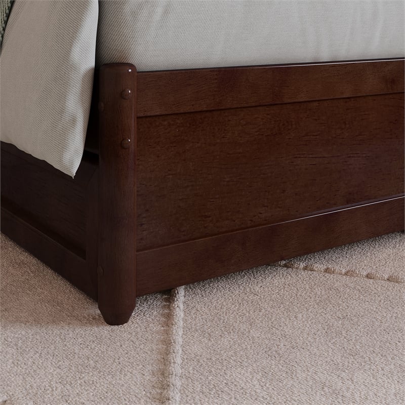 Hadley Twin XL Wood Platform Bed with Panel Footboard &  Trundle in Walnut