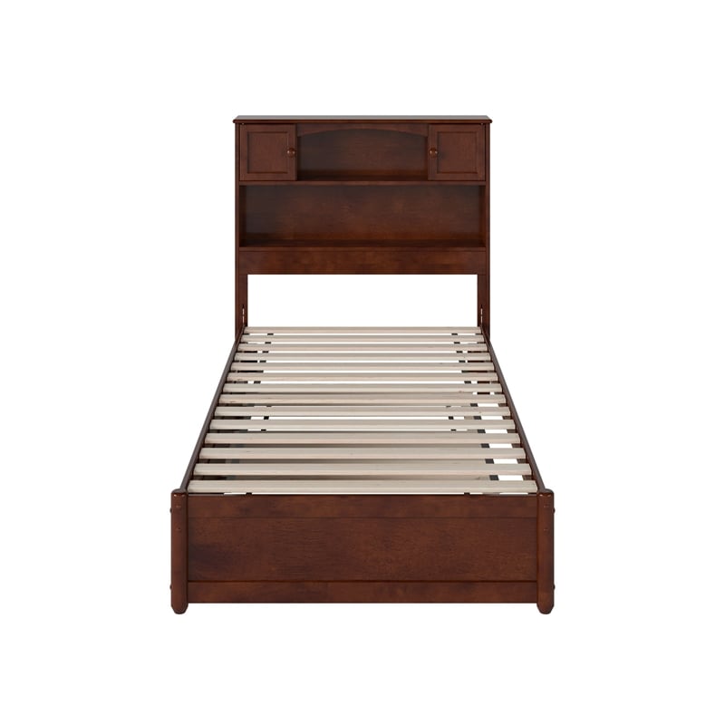 Hadley Twin XL Wood Platform Bed with Panel Footboard &  Trundle in Walnut