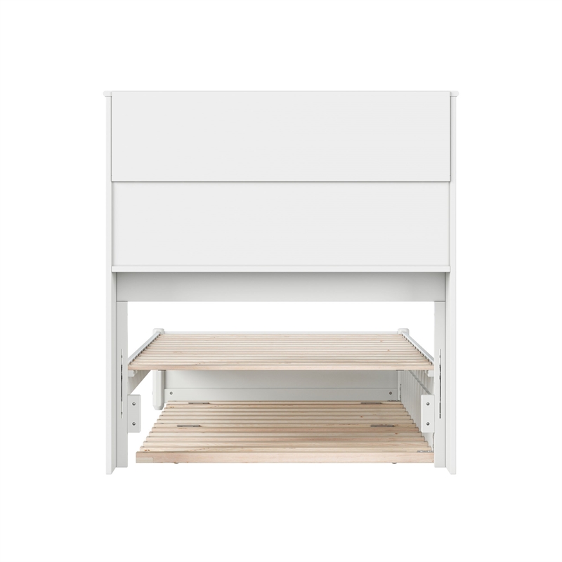 Hadley Twin Wood Platform Bed with Panel Footboard and Twin Trundle in White
