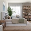 Hadley Full Wood Platform Bed with Panel Footboard and Twin Trundle in White