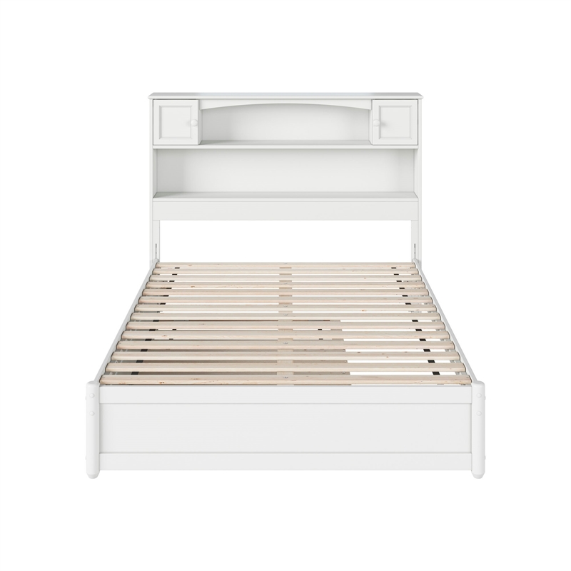Hadley Full Wood Platform Bed with Panel Footboard and Twin Trundle in White