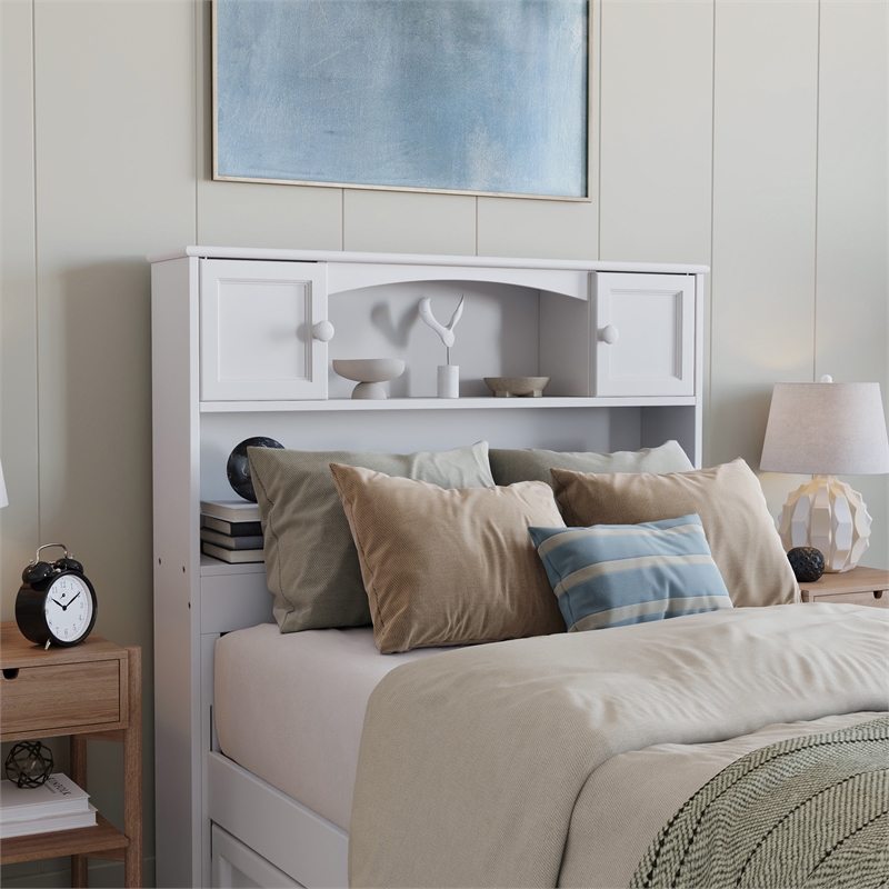 Hadley Twin XL Wood Platform Bed with Panel Footboard & Storage Drawers in White