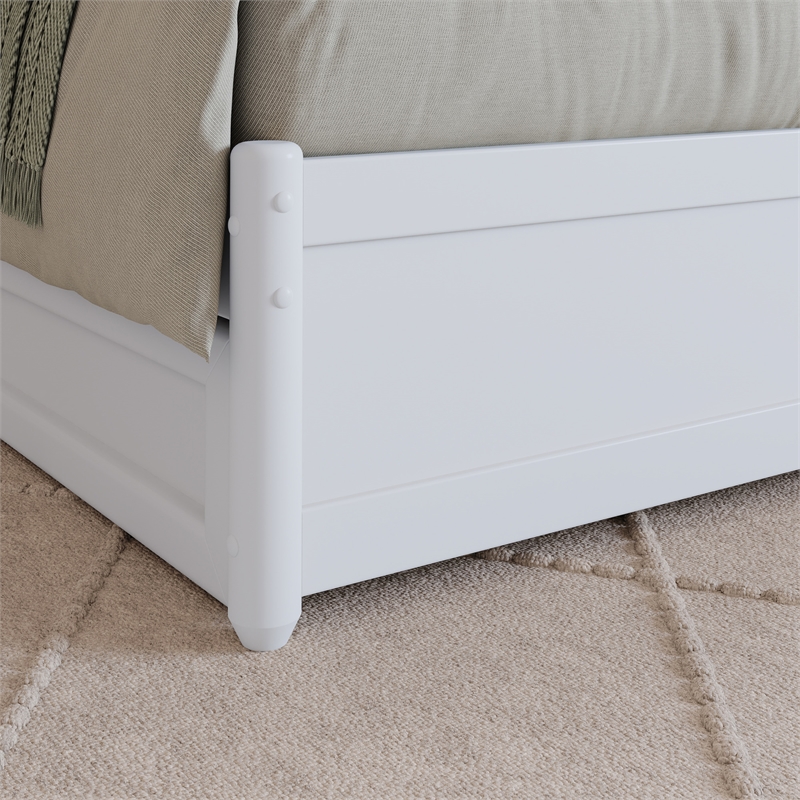 Hadley Twin XL Wood Platform Bed with Panel Footboard & Storage Drawers in White