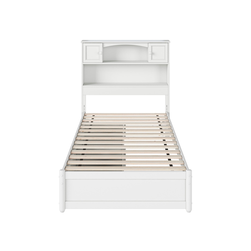 Hadley Twin XL Wood Platform Bed with Panel Footboard & Storage Drawers in White
