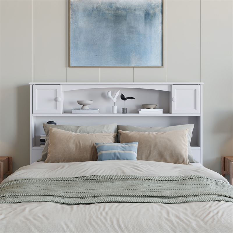 Hadley Full Wood Platform Bed with Panel Footboard and Storage Drawers in White