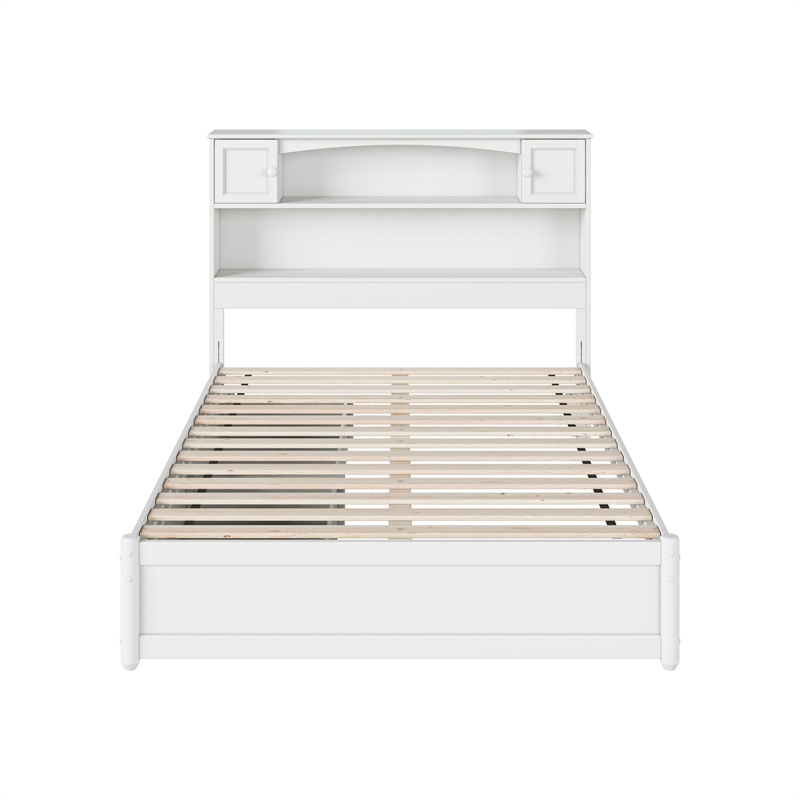 Hadley Full Wood Platform Bed with Panel Footboard and Storage Drawers in White