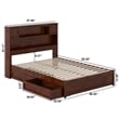 Hadley Full Wood Platform Bed with Panel Footboard and Storage Drawers in Walnut