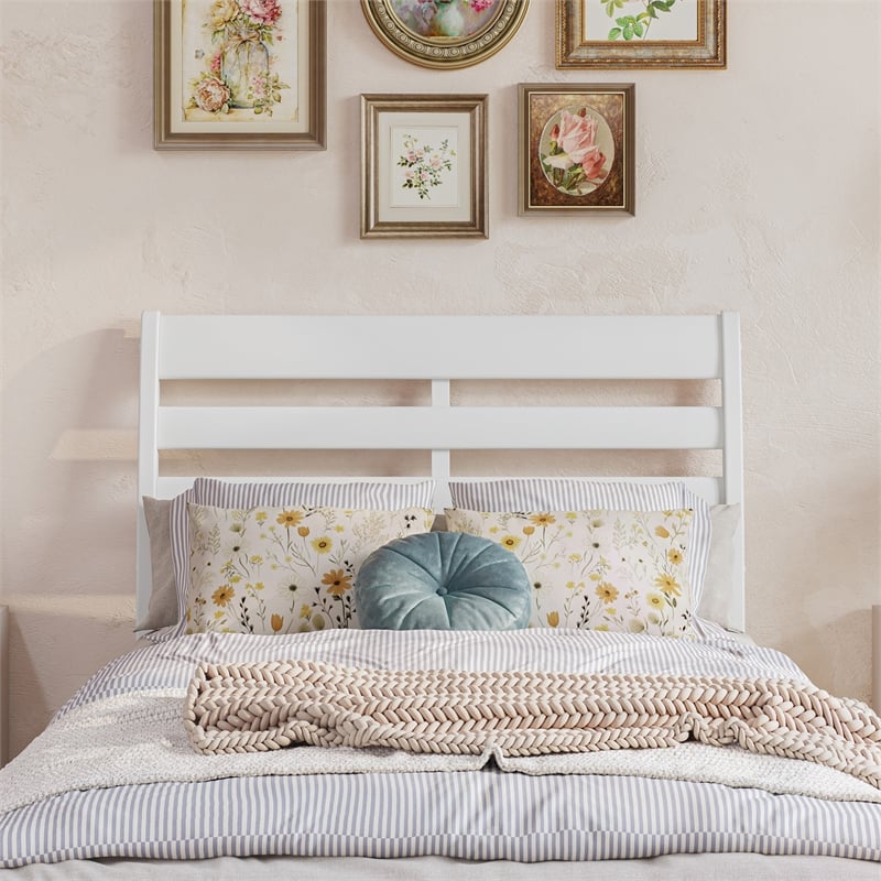 Emelie Twin XL Wood Platform Bed with Panel Footboard & Storage Drawers in White