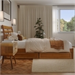 Emelie Twin XL Wood Platform Bed with Panel Footboard & Drawers in Light Toffee