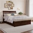 Emelie Full Wood Platform Bed with Panel Footboard and Storage Drawers in Walnut