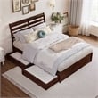 Emelie Full Wood Platform Bed with Panel Footboard and Storage Drawers in Walnut