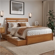Emelie Full Wood Platform Bed with Panel Footboard & Drawers in Light Toffee