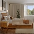 Emelie Full Wood Platform Bed with Panel Footboard & Drawers in Light Toffee