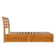 Emelie Full Wood Platform Bed with Panel Footboard & Drawers in Light Toffee