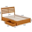 Emelie Full Wood Platform Bed with Panel Footboard & Drawers in Light Toffee